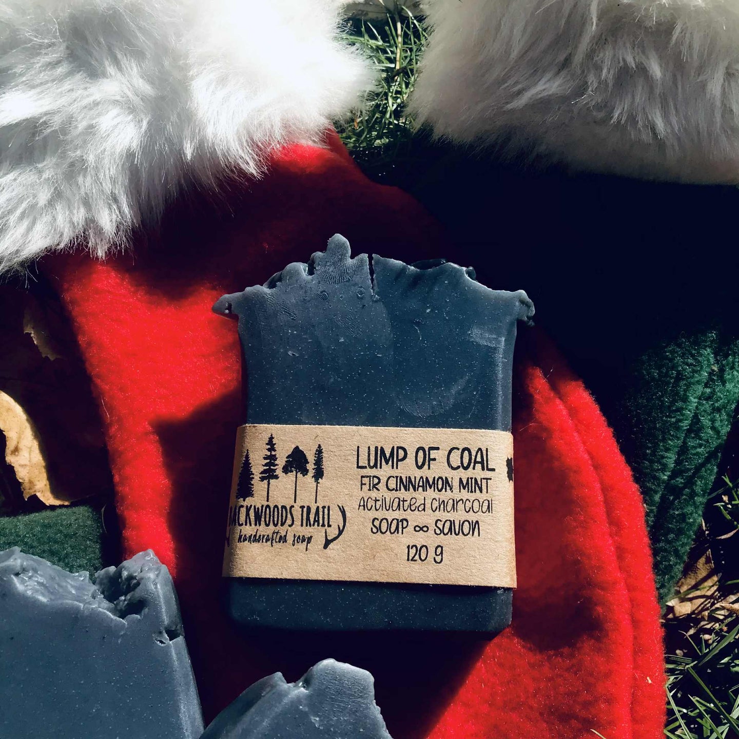 Lump of Coal Soap Bar - Fir Needle, Cinnamon, Peppermint + Charcoal