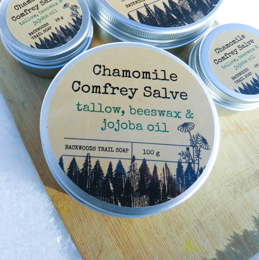 Chamomile Comfrey Salve: Beeswax, Tallow & Jojoba